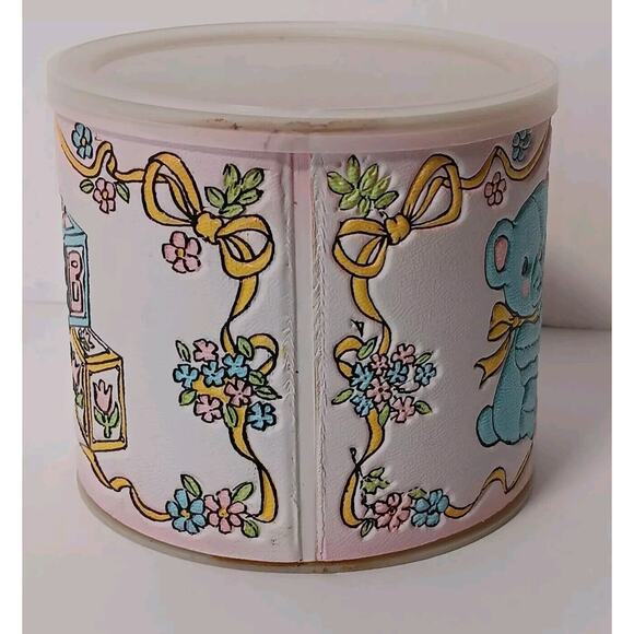 Vintage Faux Leather Storage Can Baby Room Decor Container Teddy Blocks Lid - Picture 4 of 10
